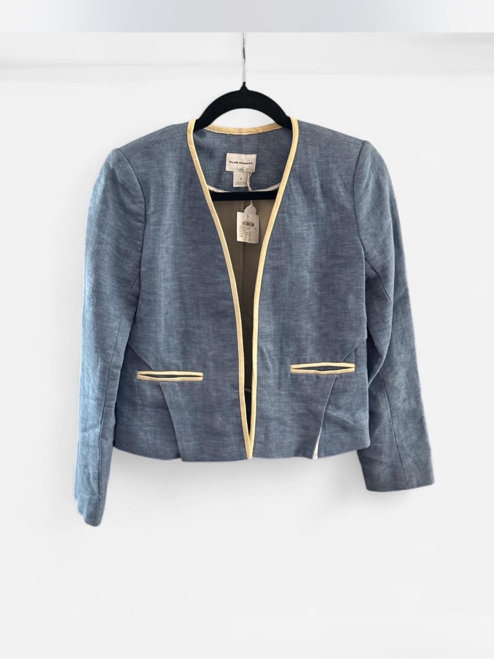 Club Monaco Florence jacket chambray size 0 quiet luxury Old money preppy NWT